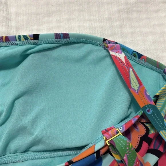 BLEU ROD BEATTIE one shoulder shirred swimsuit. One piece. floral size 12. - Picture 5 of 7